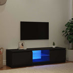 TV Cabinet with LED Lights Black 140x40x36 cm