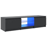 TV Cabinet with LED Lights Grey 140x40x36 cm - Front View