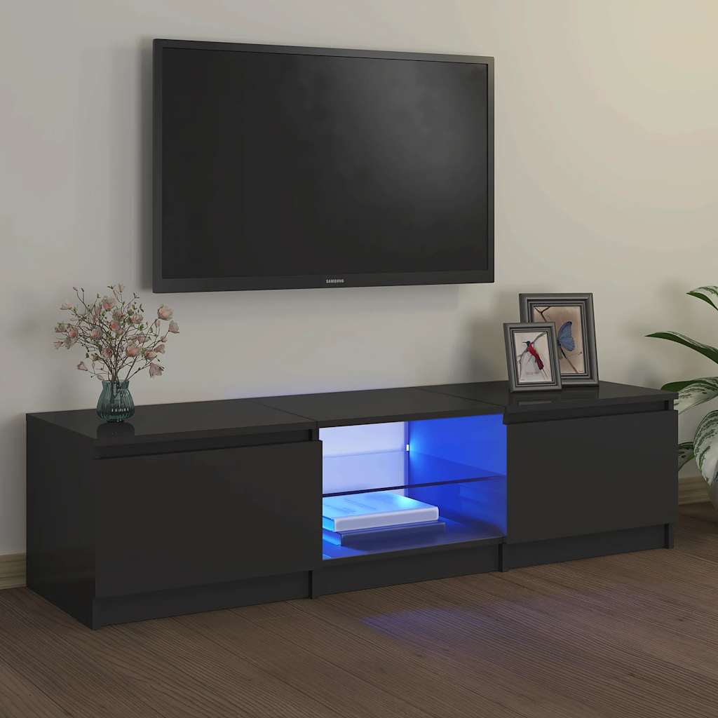 TV Cabinet with LED Lights Grey 140x40x36 cm