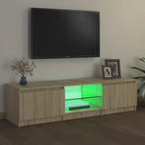 TV Cabinet with LED Lights Sonoma Oak 140x40x36 cm - Side View