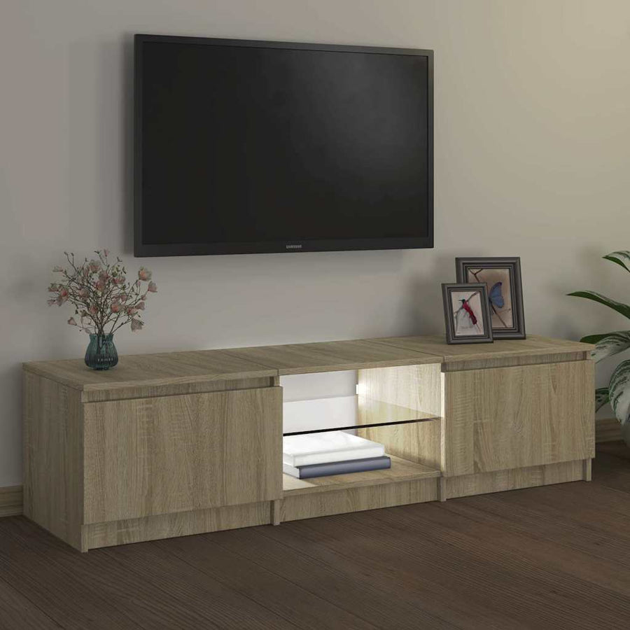 TV Cabinet with LED Lights Sonoma Oak 140x40x36 cm