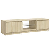 TV Cabinet with LED Lights Sonoma Oak 140x40x36 cm - Close-Up Angle