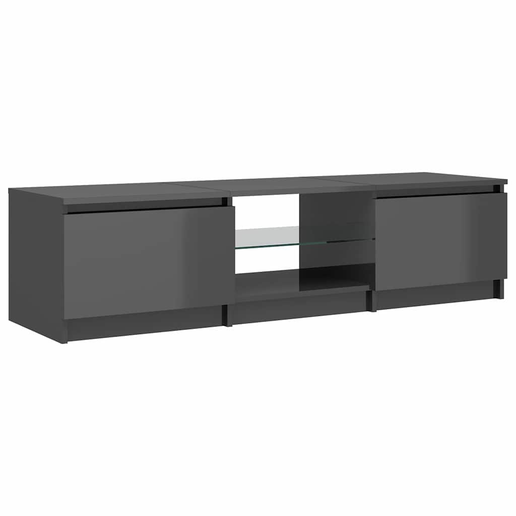 TV Cabinet with LED Lights High Gloss Grey 140x40x36 cm