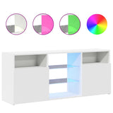 TV Cabinet with LED Lights White 120x30x50 cm - Front View