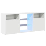 TV Cabinet with LED Lights White 120x30x50 cm - Side View