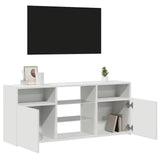 TV Cabinet with LED Lights White 120x30x50 cm - 45-Degree Angle