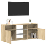 TV Cabinet with LED Lights Sonoma Oak 120x30x50 cm - 45-Degree Angle