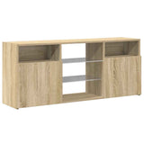 TV Cabinet with LED Lights Sonoma Oak 120x30x50 cm - Rear View