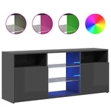 TV Cabinet with LED Lights High Gloss Grey 120x30x50 cm - Front View