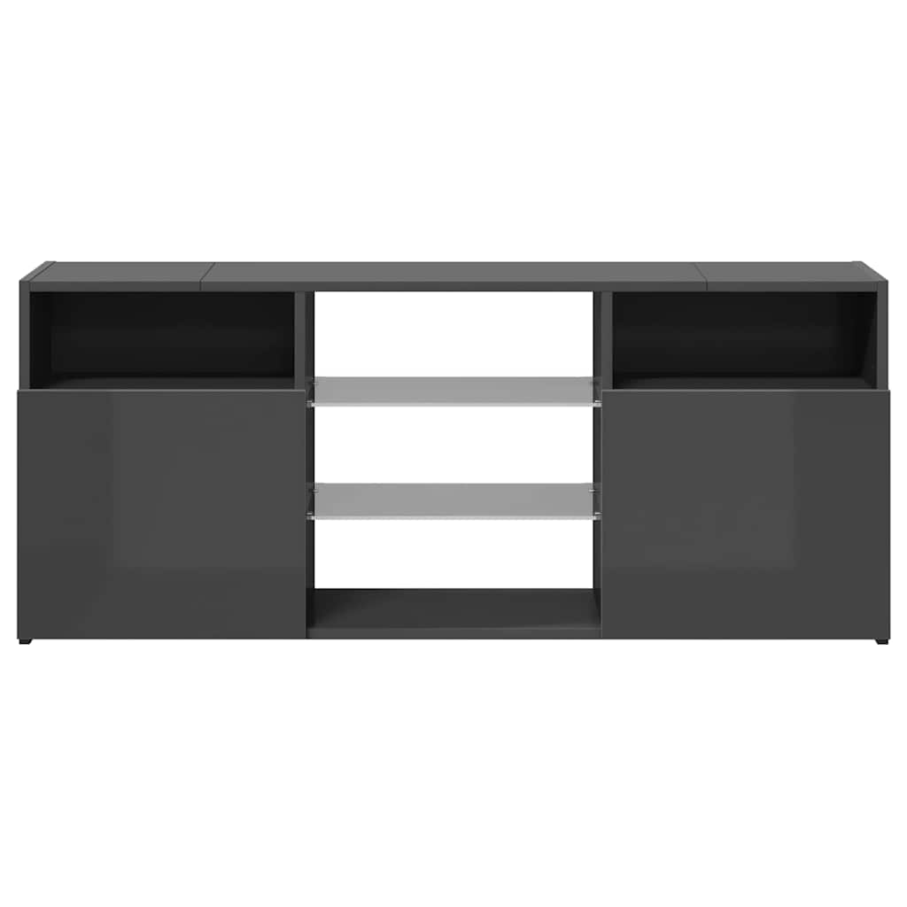 TV Cabinet with LED Lights High Gloss Grey 120x30x50 cm