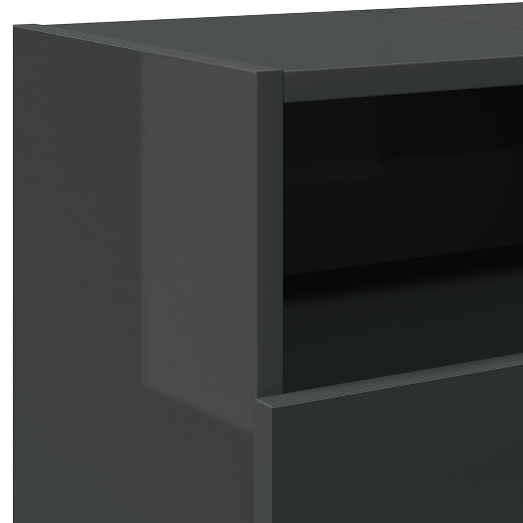 TV Cabinet with LED Lights High Gloss Grey 120x30x50 cm