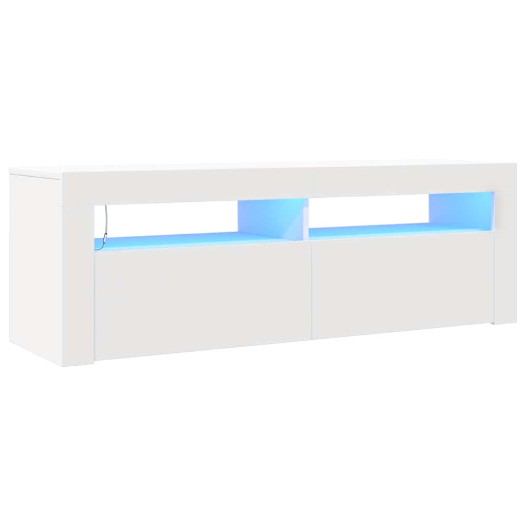 TV Cabinet with LED Lights White 120x35x40 cm