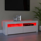 TV Cabinet with LED Lights White 120x35x40 cm - 45-Degree Angle