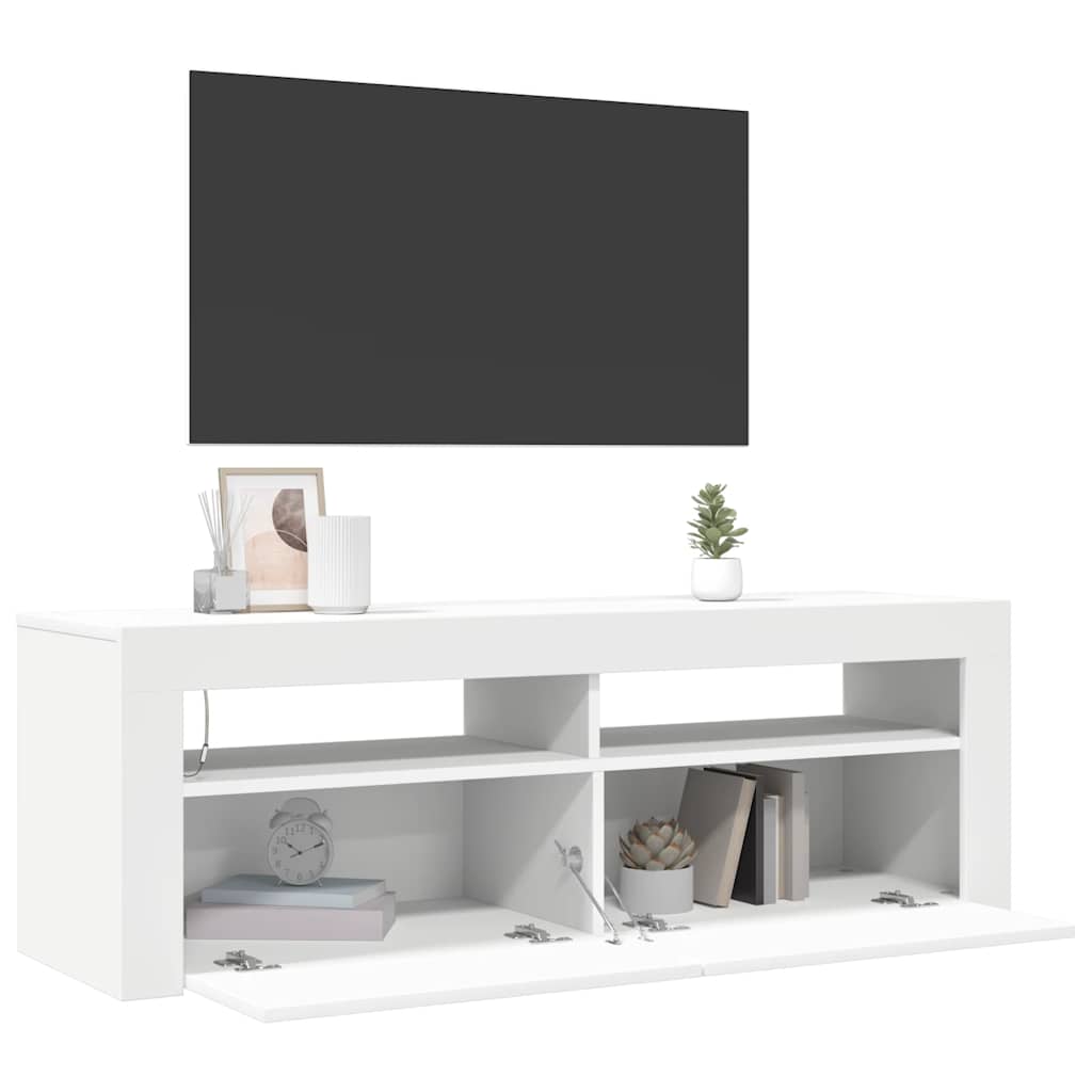 TV Cabinet with LED Lights White 120x35x40 cm