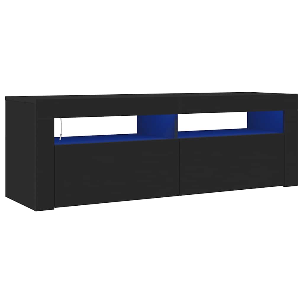 TV Cabinet with LED Lights Black 120x35x40 cm