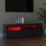 TV Cabinet with LED Lights Grey 120x35x40 cm - 45-Degree Angle