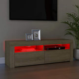 TV Cabinet with LED Lights Sonoma Oak 120x35x40 cm - 45-Degree Angle