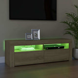 TV Cabinet with LED Lights Sonoma Oak 120x35x40 cm - Rear View