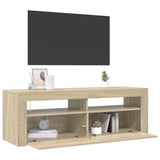 TV Cabinet with LED Lights Sonoma Oak 120x35x40 cm - Close-Up Angle