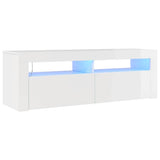 TV Cabinet with LED Lights High Gloss White 120x35x40 cm