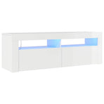 TV Cabinet with LED Lights High Gloss White 120x35x40 cm