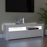 TV Cabinet with LED Lights High Gloss White 120x35x40 cm - Top-Down View
