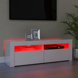 TV Cabinet with LED Lights High Gloss White 120x35x40 cm - 45-Degree Angle