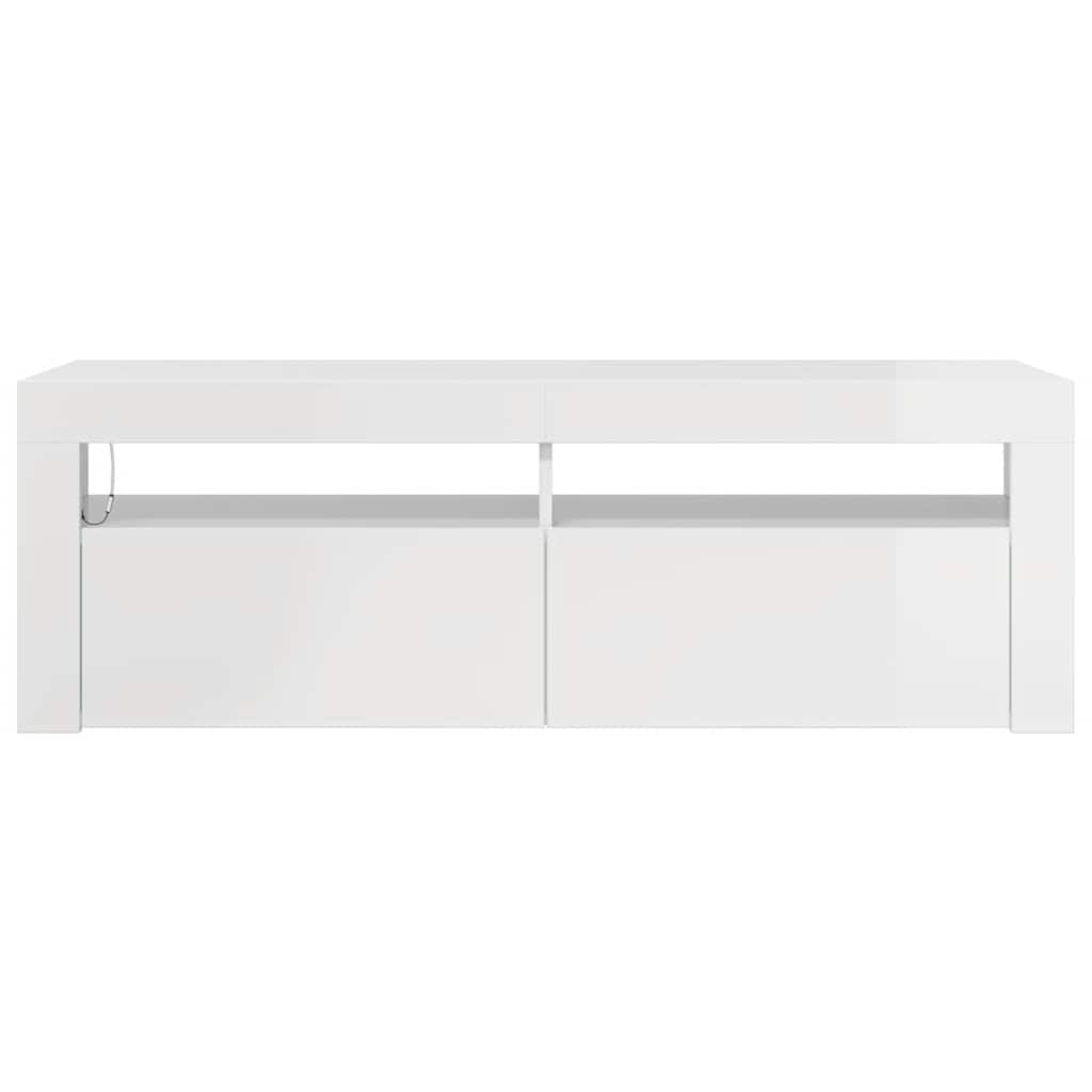 TV Cabinet with LED Lights High Gloss White 120x35x40 cm