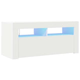TV Cabinet with LED Lights White 90x35x40 cm - Front View
