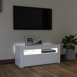 TV Cabinet with LED Lights White 90x35x40 cm - Side View