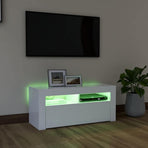 TV Cabinet with LED Lights White 90x35x40 cm
