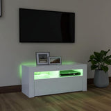 TV Cabinet with LED Lights White 90x35x40 cm - Top-Down View