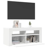 TV Cabinet with LED Lights White 90x35x40 cm - Rear View