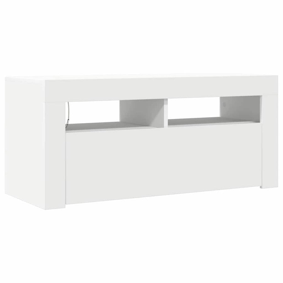 TV Cabinet with LED Lights White 90x35x40 cm