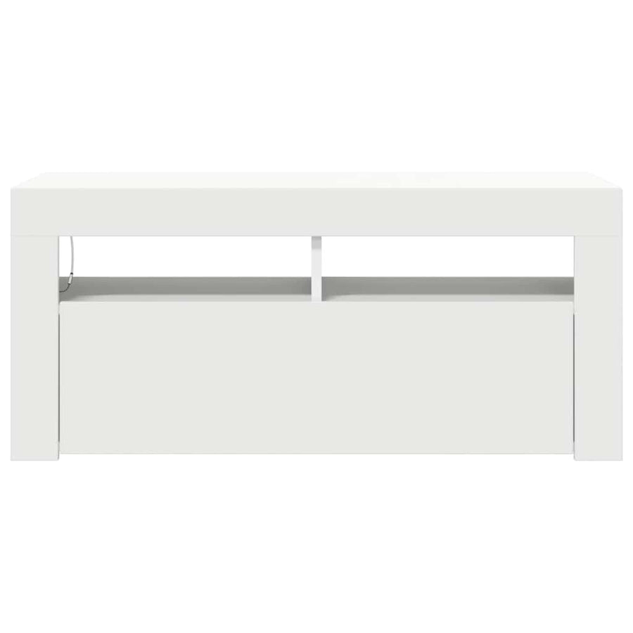 TV Cabinet with LED Lights White 90x35x40 cm