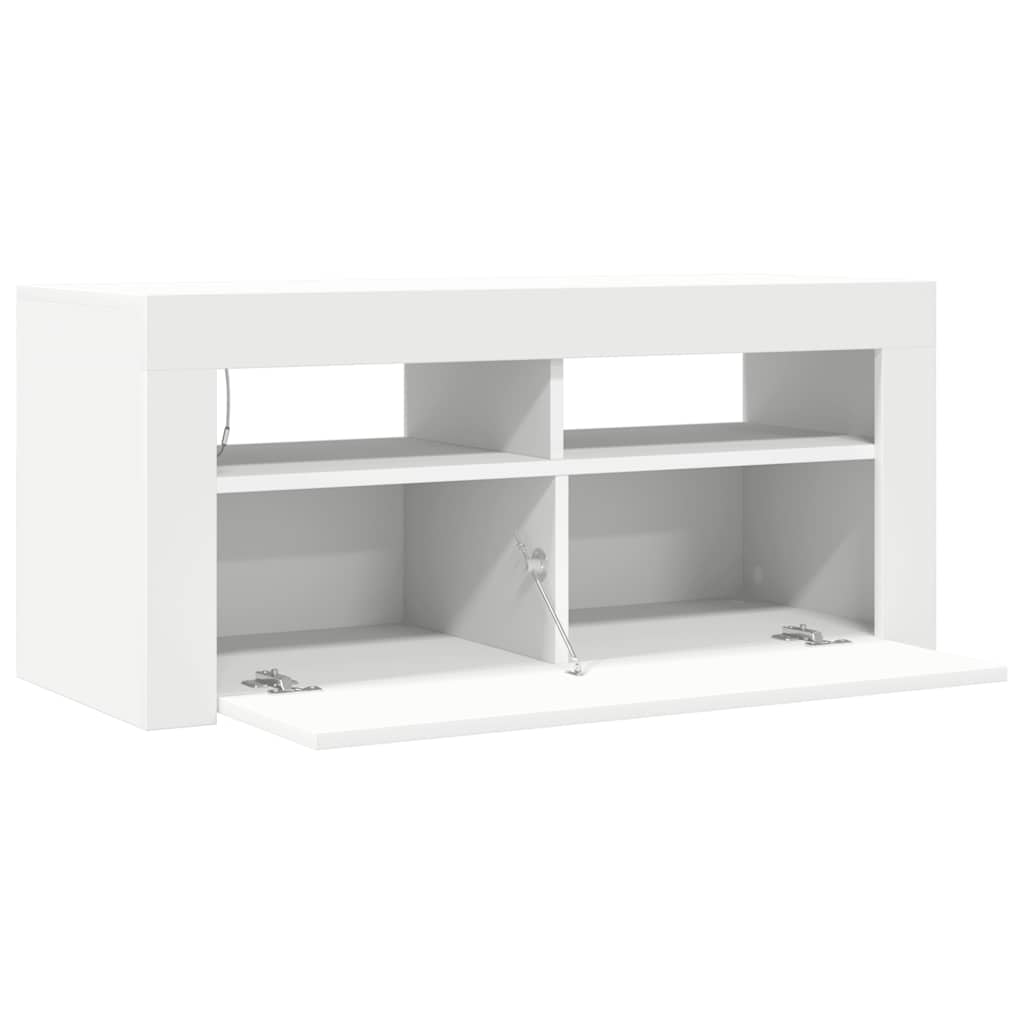 TV Cabinet with LED Lights White 90x35x40 cm