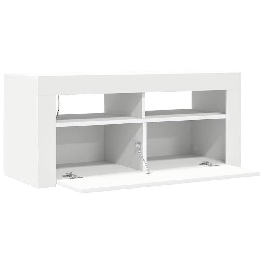 TV Cabinet with LED Lights White 90x35x40 cm