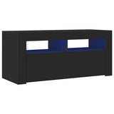 TV Cabinet with LED Lights Black 90x35x40 cm - Front View