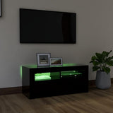 TV Cabinet with LED Lights Black 90x35x40 cm - Top-Down View