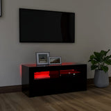 TV Cabinet with LED Lights Black 90x35x40 cm - 45-Degree Angle