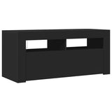 TV Cabinet with LED Lights Black 90x35x40 cm - Close-Up Angle