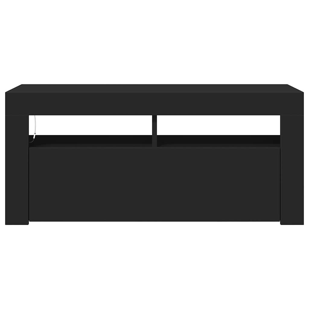 TV Cabinet with LED Lights Black 90x35x40 cm