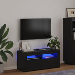 TV Cabinet with LED Lights Black 90x35x40 cm