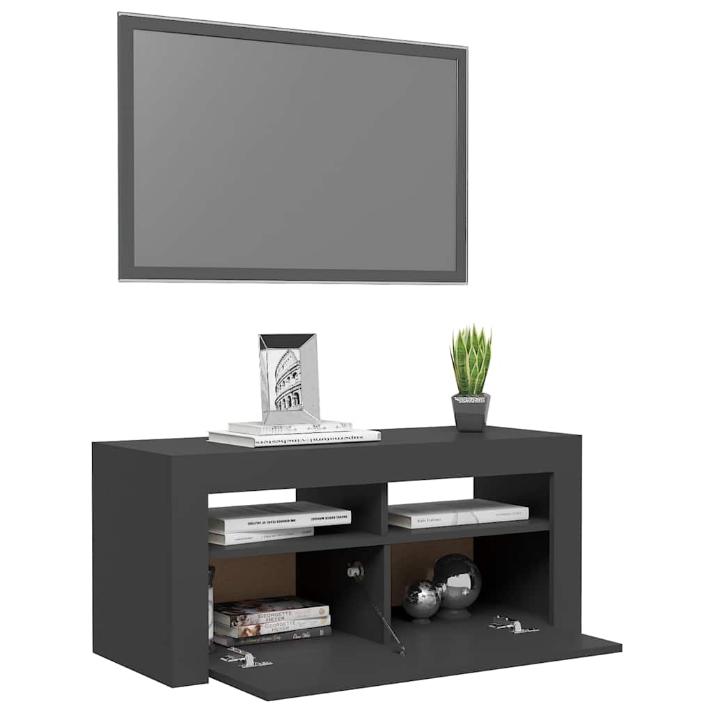 TV Cabinet with LED Lights Grey 90x35x40 cm
