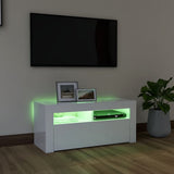 TV Cabinet with LED Lights High Gloss White 90x35x40 cm - Top-Down View