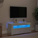TV Cabinet with LED Lights High Gloss White 90x35x40 cm
