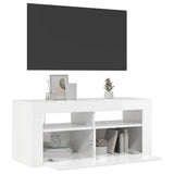 TV Cabinet with LED Lights High Gloss White 90x35x40 cm - Rear View