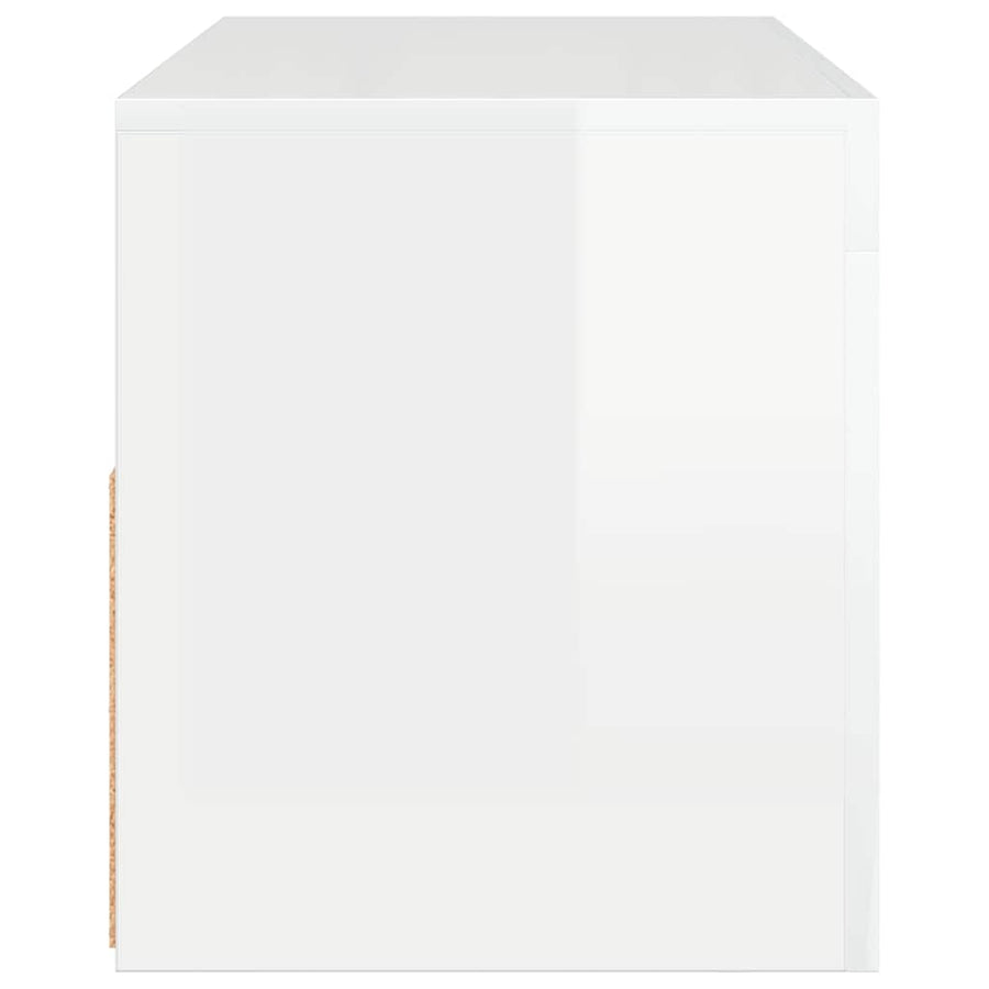 TV Cabinet with LED Lights High Gloss White 90x35x40 cm