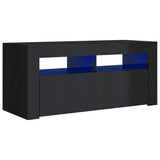 TV Cabinet with LED Lights High Gloss Black 90x35x40 cm