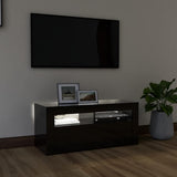 TV Cabinet with LED Lights High Gloss Black 90x35x40 cm